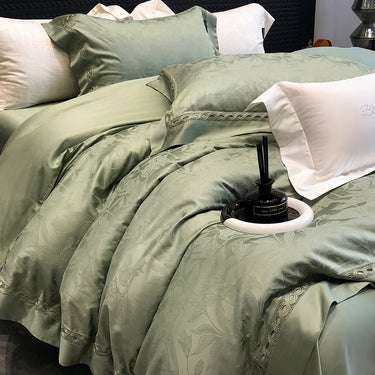 Green Purple Luxury 1000TC Lyocell Cotton Jacquard Fabric Duvet Cover Bedding Set